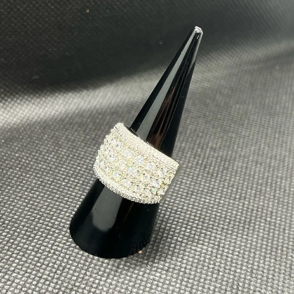 Sterling Silver 925 Pave Zirconium Statement Ring